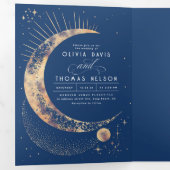 三日月の太陽ハロー天結婚の写真 三つ折り招待状 (内部最初)