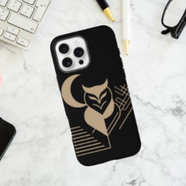 三日月の幾何学的フクロウ iPhone 16 PRO MAXケース