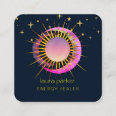 三日月の日紫色の神秘的なボホコズミックスカイ スクエア名刺 (正面)