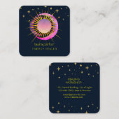 三日月の日紫色の神秘的なボホコズミックスカイ スクエア名刺 (正面/裏面)