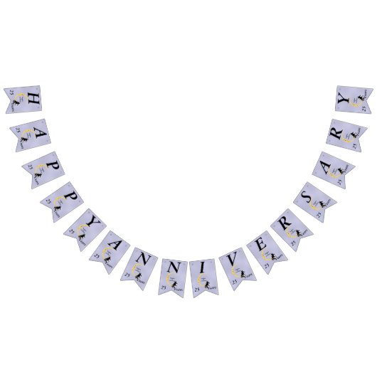 三日月の星で楽しいアニバーサリーカップル バンティングフラッグ (全)
