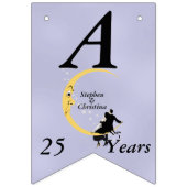 三日月の星で楽しいアニバーサリーカップル バンティングフラッグ (第2の旗)