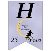 三日月の星で楽しいアニバーサリーカップル バンティングフラッグ (第1の旗)