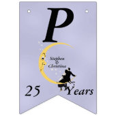 三日月の星で楽しいアニバーサリーカップル バンティングフラッグ (第3の旗)