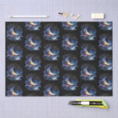 三日月の星の天空の黒ハロウィン 薄葉紙 (クラフト)