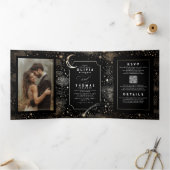 三日月の星天黒結婚の写真 三つ折り招待状 (内部)