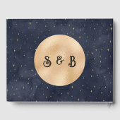 三日月の星月夜のネイビーブルー結婚ズ ゲストブック (裏面)
