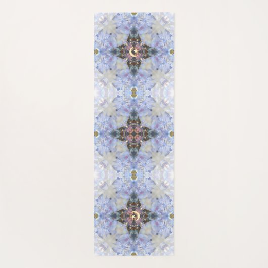 三日月の星、フローラ紫の氷の振動 ヨガマット (裏面)