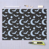 三日月の月、クモとこうもりブラックハロウィーン 薄葉紙 (クラフト)