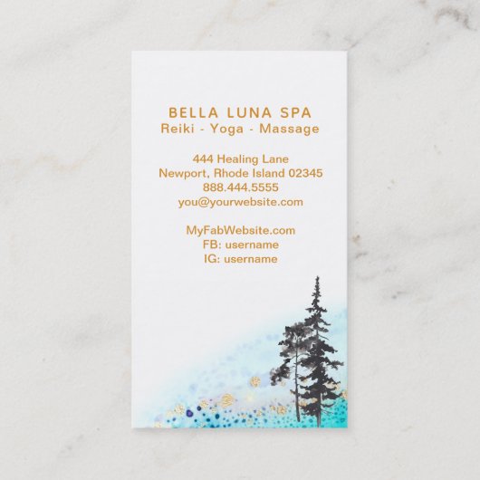 *~*三日月の木が月の光を金ゴールド 名刺 (裏面)