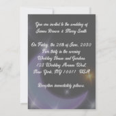 三日月の猫と恋の金ゴールド結婚スター 招待状 (裏面)