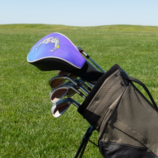 三日月の白い月のかわいらし顔カラフル図形 ゴルフヘッドカバー (インサイチュ)