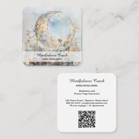 *~*三日月の花QRフローラAP70エーテル スクエア名刺 (正面/裏面)