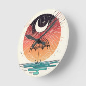 三日月の雨ボーホラインアート ラウンド壁時計 (傾斜)