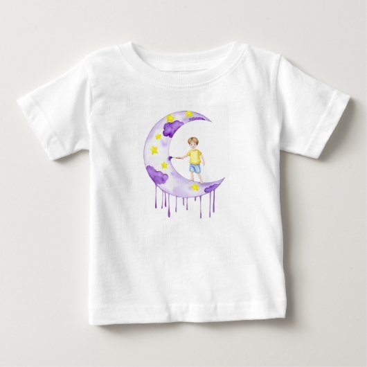 三日月を描く少年 ベビーTシャツ (正面)