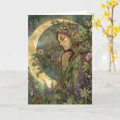 三日月オスタラのグリーティングカード カード (黄色い花)