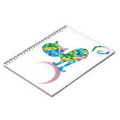 三日月カラフルの上の猫 ノートブック (左側)