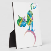 三日月カラフルの上の猫 フォトプラーク (側面)