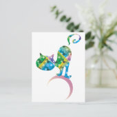 三日月カラフルの上の猫 ポストカード (スタンド正面)