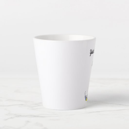 三日月カラフル顔かわいらしブルーアイズ カフェラテマグ (正面)