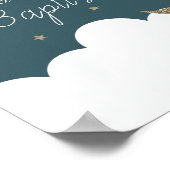 三日月スターネイビーブルーバプテスムーンウェルカムサイン ポスター (角)