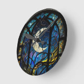 三日月ステンドグラス ラウンド壁時計 (傾斜)