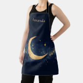 三日月パーソナライズされたと星の夜空 エプロン (インサイチュ)