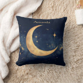 三日月パーソナライズされたと星の夜空 クッション (ブランケット)