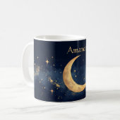 三日月パーソナライズされたと星の夜空 コーヒーマグカップ (正面左)