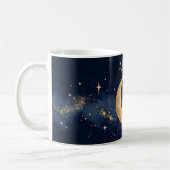 三日月パーソナライズされたと星の夜空 コーヒーマグカップ (左)