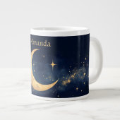 三日月パーソナライズされたと星の夜空 ジャンボコーヒーマグカップ (正面右)