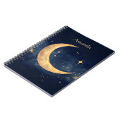 三日月パーソナライズされたと星の夜空 ノートブック (左側)