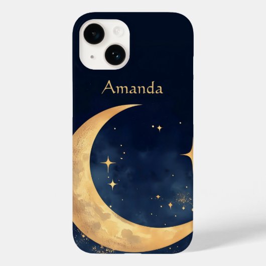 三日月パーソナライズされたと星の夜空 Case-Mate iPhoneケース (裏面)