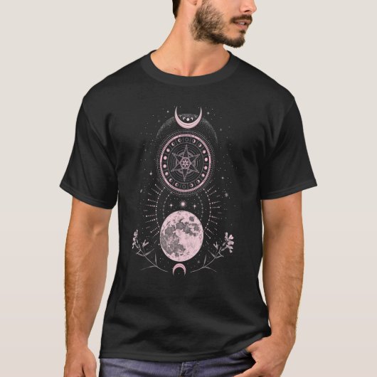 三日月フェイズピンクボホ Tシャツ (正面)