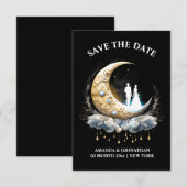 三日月ブライダルカップルのシルエット教会 セーブザデート (正面/裏面)