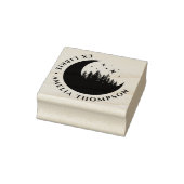 三日月モダンの木と星のラウンドEx Libris ラバースタンプ (スタンプ)