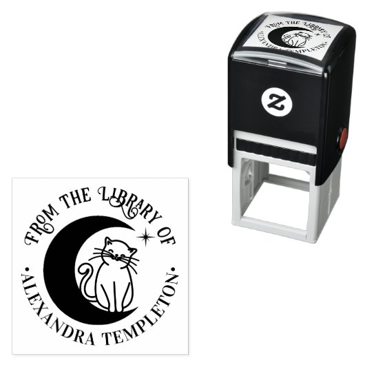 三日月ライブラリーの本の名前の猫 #3 セルフインキングスタンプ (インサイチュ)