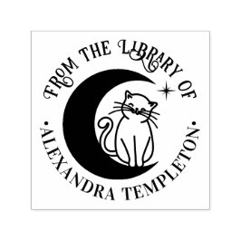 三日月ライブラリーの本の名前の猫 #3 セルフインキングスタンプ