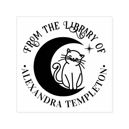 三日月ライブラリーの猫 その３ 書名 セルフインキングスタンプ (デザイン)