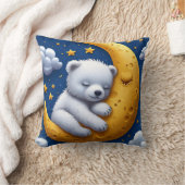 三日月上のねているテディベア クッション (ブランケット)