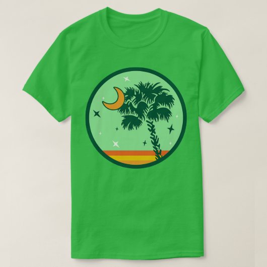 三日月付きサウスカロライナのパルメットツリー Tシャツ (デザイン正面)