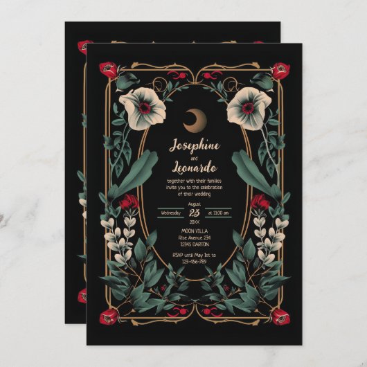 三日月付きムーディゴシックフローラ2 招待状 (正面/裏面)