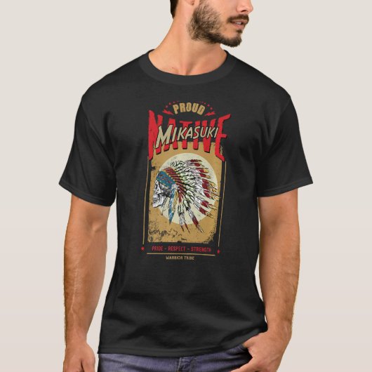 三日月先住民アメリカインディアン・ウォリアー族プロ Tシャツ (正面)
