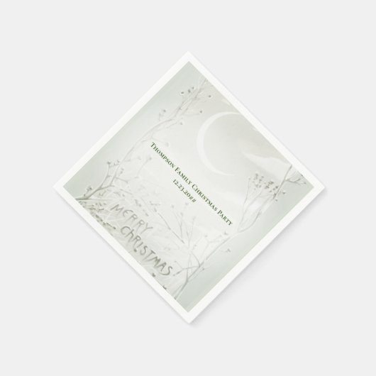 三日月凍っていワイルドフラワークリスマスディナー スタンダードカクテルナプキン (角)