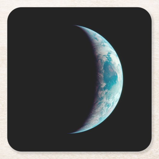 三日月地球惑星科学宇宙宇宙ギーク スクエアペーパーコースター (正面)