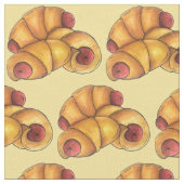 三日月形のホットドッグ転がのジャンクフードの豚 ファブリック (クローズアップ)