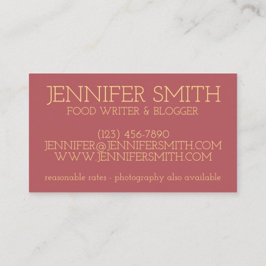 三日月形のホットドッグ転がのジャンクフードの豚 名刺 (裏面)