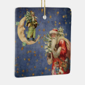 三日月形の月のサンタ セラミックオーナメント (右)