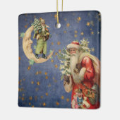 三日月形の月のサンタ セラミックオーナメント (左)