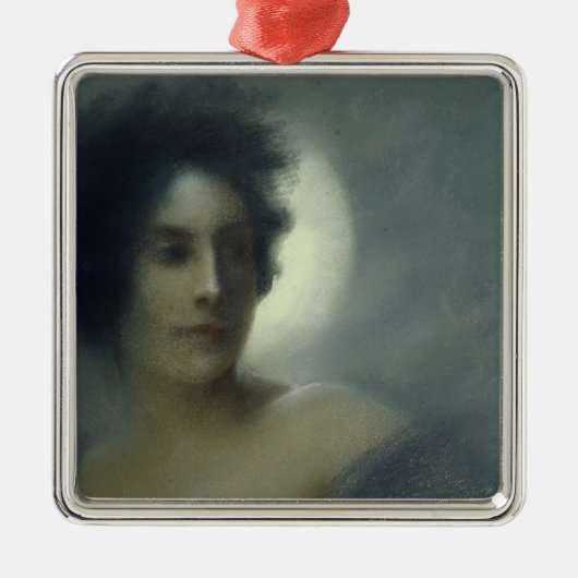 三日月形の月または、食1888年の女性 メタルオーナメント (正面)